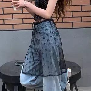 여성 리본 시스루 레이스 레이어드 랩스커트 GCt7+9sKm