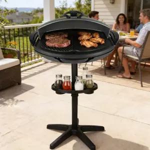 큐엔 실내외 전기 그릴 논스틱 베이킹 팬이 있는 휴대용 바비큐 1500W 전원 및 지능형 온도 조절 발코니