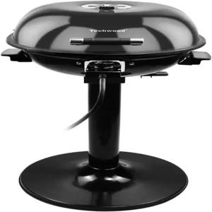 테크우드 1600W 실내용 전기 그릴 바비큐 휴대용 탈착식 스탠드 블랙