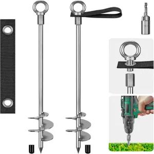 인사가 완전히 용접된 지상 트램펄린 앵커 30인치 나선형 이동식 홈 스윙 세트 동물 나무 텐트 헛간 카포트