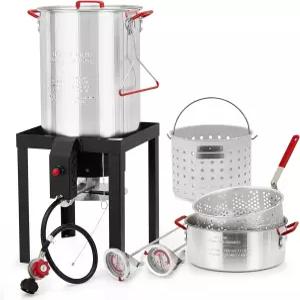 아프라피 30Qt 튀르키예 딥 프라이어 피쉬 키트 알루미늄 해산물 가재 보일러 냄비 38000 BTU 야외 프로판