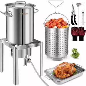 터크 튀르키예 랍스터 새우의 야외 요리를 위한 55 000BTU 프로판 버너가 장착된 AOUSION 30QT 스테인리스