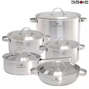 [키친아트]코델리아 통5중 스텐레스 IH 인덕션용 냄비세트 5종A(편18+양16+20+전24+곰28)..