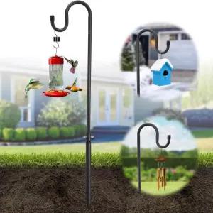 의조입 새 모이통 폴 108인치 목자 후크 식물 걸이용 앵커 베이스 4/5인치 직경의 금속 걸이 스틱 바람
