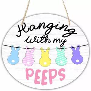 부활절을 위한 10인치 나무 걸이 명판 - 시살 로프 월 아트 도어 사인 실내 야외 농장 하우스 파티
