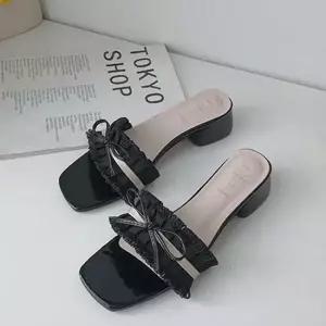 리본 스트랩 뮬슬리퍼 여성 여름샌들 뮬구두 플랫슈즈 토오픈힐 펌프스힐 가보시힐