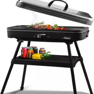 아르테스티아 1800W 전기 야외 그릴 뚜껑이 있는 발코니용 실내 무연 온도 조절이 가능한 휴대용 탈착식