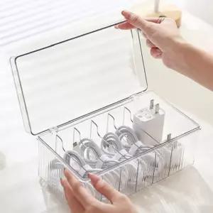 투명 아크릴 먼지 차단 화장품 정리함 케이블 수납함 충전기 보관함 다꾸 용품 화장솜통