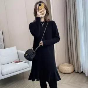 [SBD] 프릴밑단 레드 니트 원피스 블랙 핏좋은 베 크림 스런