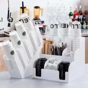 커피 종이컵 정리대 티슈 빨대 뚜껑 디스펜서 컵홀더 카페 일회용 테이블