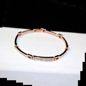 큐빅팔찌 스퀘어 오프홀 다이아 팔찌-핑크골드OC