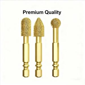 다이아몬드 연마 헤드 3개 세트 타일 로터리 파일 폴리싱 철, 스테인리스 스틸, 세라믹, 드릴에 적합