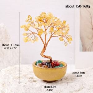 1PC 천연 크리스탈 트리 에너지 스톤 황수정 머니 구리 와이어 래핑 된  차 그릇 요가 풍수 나무