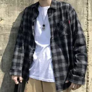 [RIZPICK]남성용 체크 패턴 7부 슬림핏 캐주얼 셔츠 베이지 컬러 여름 데일리