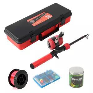 엉킴방지 루어낚시대 릴 채비 세트 레드 1.2m 강낚시