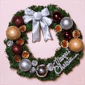 40cm 초코볼 원형 DIY 크마스 트리장식 리스