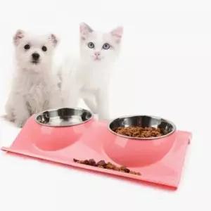 [반려] 강아지물통 스텐 2구식기 사료흘림방지 급식기