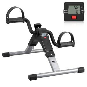 접이식 페달 운동기 팔과 다리 운동을 자전거 휴대용 장착된 기계 노인용 운동 데스크 운동기 디스플레이가 미니 LCD 언더 위한 성인