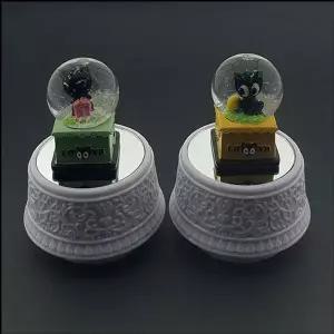 LED 스노볼 회전 오르골 검은 고양이 색상랜덤1개 우드오르골