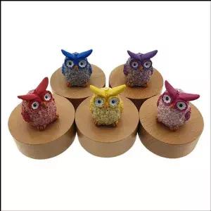 고급 원목 원형 오르골 파스텔 부엉이 색상랜덤 1개 우드오르골