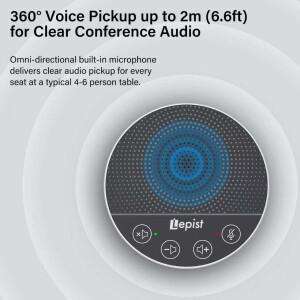 USB&Type-C 스피커폰 마이크, 터치 버튼 360 ° 회의용 스카이프 줌 컴퓨터 전방향 픽업