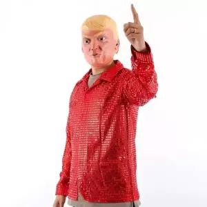 스팽글 셔츠 레드 무대 의상 반짝이 노래방 행사복