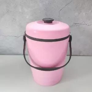 음식물쓰레기통 3L 종량제 봉투 거치대 핑크