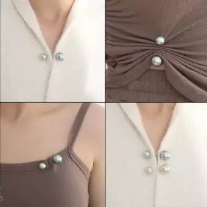 더블 진주 오픈방지 매너 브로치 레이디 단추 옷핀 고