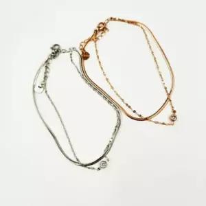 써지컬스틸 뱀줄 두줄체인 발찌