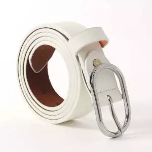 레아 여성 소가죽 벨트 화이트 핀버클 청바지벨트