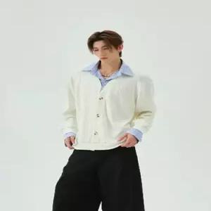 남성용 니트 투피스 페이크 스트라이프 스웨터 데일리 브이넥 러시 다올1