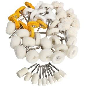 공구 5CM 브러시 시계 FPPO 50피스 미니 회전 1인치 장착 액세서리용 펠트 버핑 폴리싱 3MM 섕크 주얼리용 키트 세트