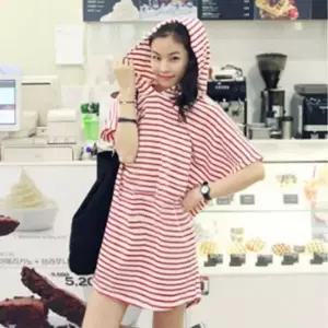 롱원피스 상큼발랄 가오리 후드 반팔 소매 미니원피스