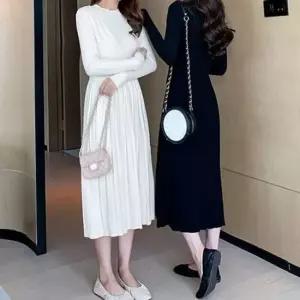 골지 니트 원피스 미니원피스 주름 플리츠 랩 하객