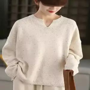 봄 여사친 면 니트 브이넥 컬러 톱 스웨터 도톰 DUCHI1