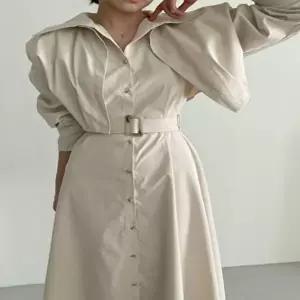 여성 페미닌룩 벨트 트렌치코트 롱 셔츠자켓 원피스 (HSJ-WFKB3PN)