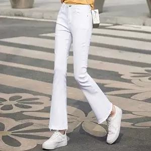 여자 흰색 청바지 부츠컷 흰청바지 봄패션 데님팬츠 (HSJ-WA18A9C)