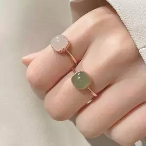 써지컬 9mm 사각 연옥 청옥 비취 심플 모던 반지