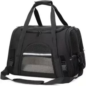 QQ르 캣 캐리어 반려견 반려동물 항공사 승인 고양이 및 소형견용 소프트 사이드 백 최대 15파운드 접이식