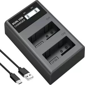 LP 배터리 충전기 LCD 디스플레이 및 듀얼 슬롯 호환되는 캐논 레벨 T2i T3i T4i 600D 550D 650D 700D 키스