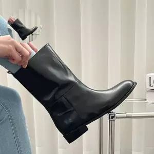 둥근코 통넓은 하프기장 하비커버 여성 미들부츠 4fY