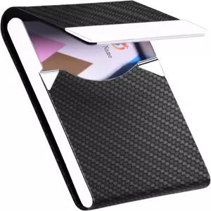 초슬림 디자인의 HUAHAITGCH 명함 홀더 프리미엄 PU 가죽이 장착된 케이스 여성/남성용 수트 포켓 메탈