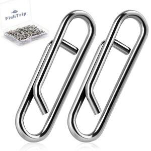 FishTrip 낚시 클립 전원 - 50개 퀵 체인지 커넥터 링크 스플릿 링, 소금물 담수 스냅