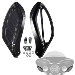 할리 투어 스트리트 글라이드, 일렉트라 트라이크, 울트라 클래식, CVO 1996-2013에 호환되는 Amazicha 블랙 조절식 에어 디플렉터 키트 사이드 윙 페어