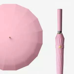 ( )파스텔 자동 장우산 16K 일자 가죽핸들 핑크 예쁜 튼튼한 우산 대형 답례품 고급 자외선차단 컬러 양우