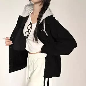 루즈핏 빈티지 청자켓 간절기 데님재킷 후드 여성 (HSJ-WFJY0GJ)