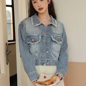캐주얼 빈티지 여성 유니크 크롭 데님 자켓 (HSJ-WFH7LV0)