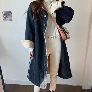 뽀글이 안감 롱 청 코트 데님 자켓 블랙 (HSJ-WFG0LV7)