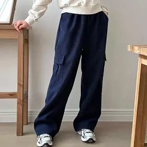 스트링 여성 카고팬츠 밴딩 바지 골덴 와이드 팬츠 (HSJ-WFFZWKJ)