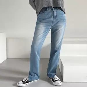 여자 푸니인 밑단 트임 스판 데님팬츠 일자 청바지 (HSJ-WF008D1)